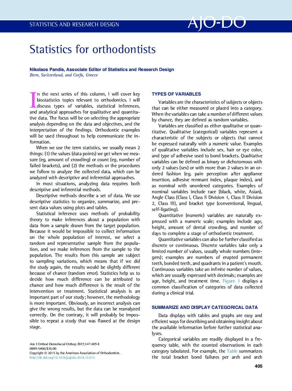 Statistics for orthodontists