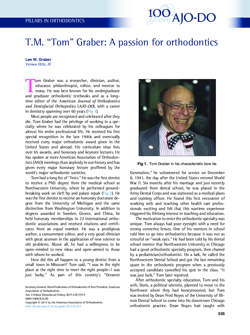 T.M. “Tom” Graber: A passion for orthodontics