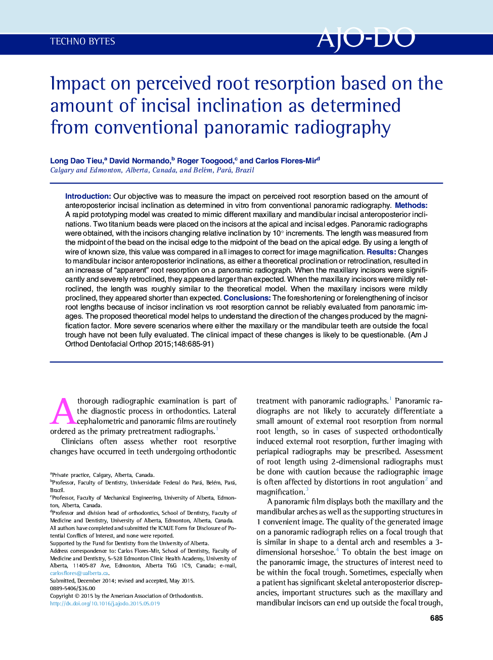 Impact on perceived root resorption based on the amount of incisal inclination as determined from conventional panoramic radiography 