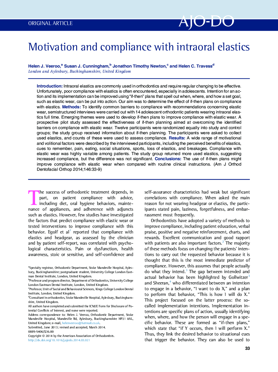 Motivation and compliance with intraoral elastics