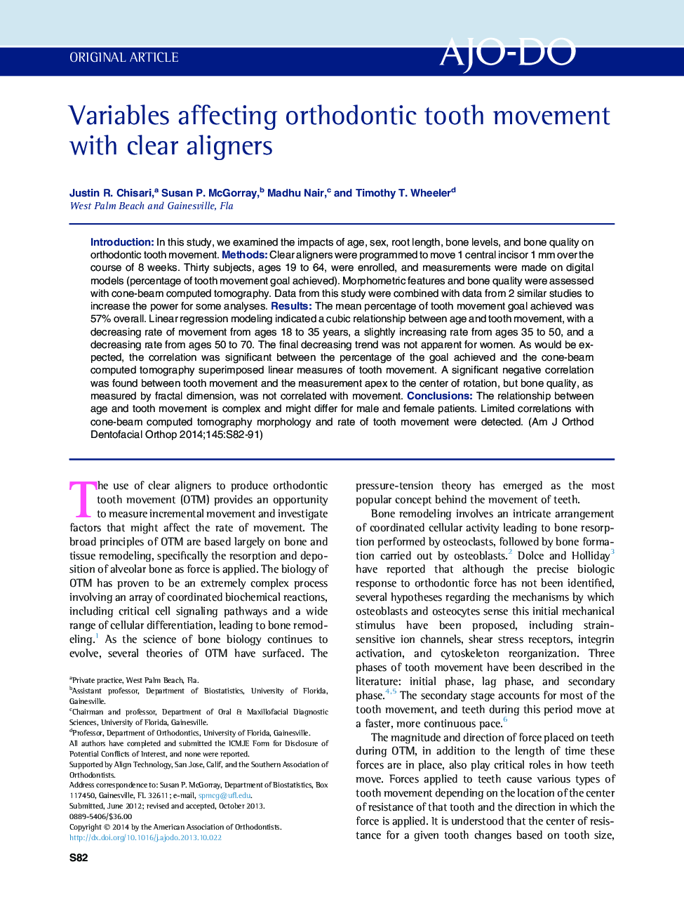 Variables affecting orthodontic tooth movement with clear aligners 