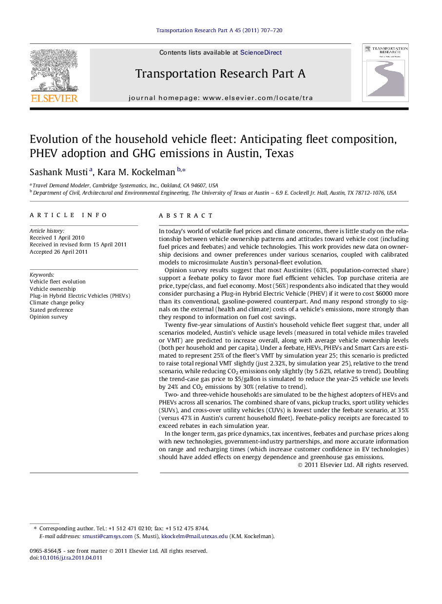 Evolution of the household vehicle fleet: Anticipating fleet composition, PHEV adoption and GHG emissions in Austin, Texas