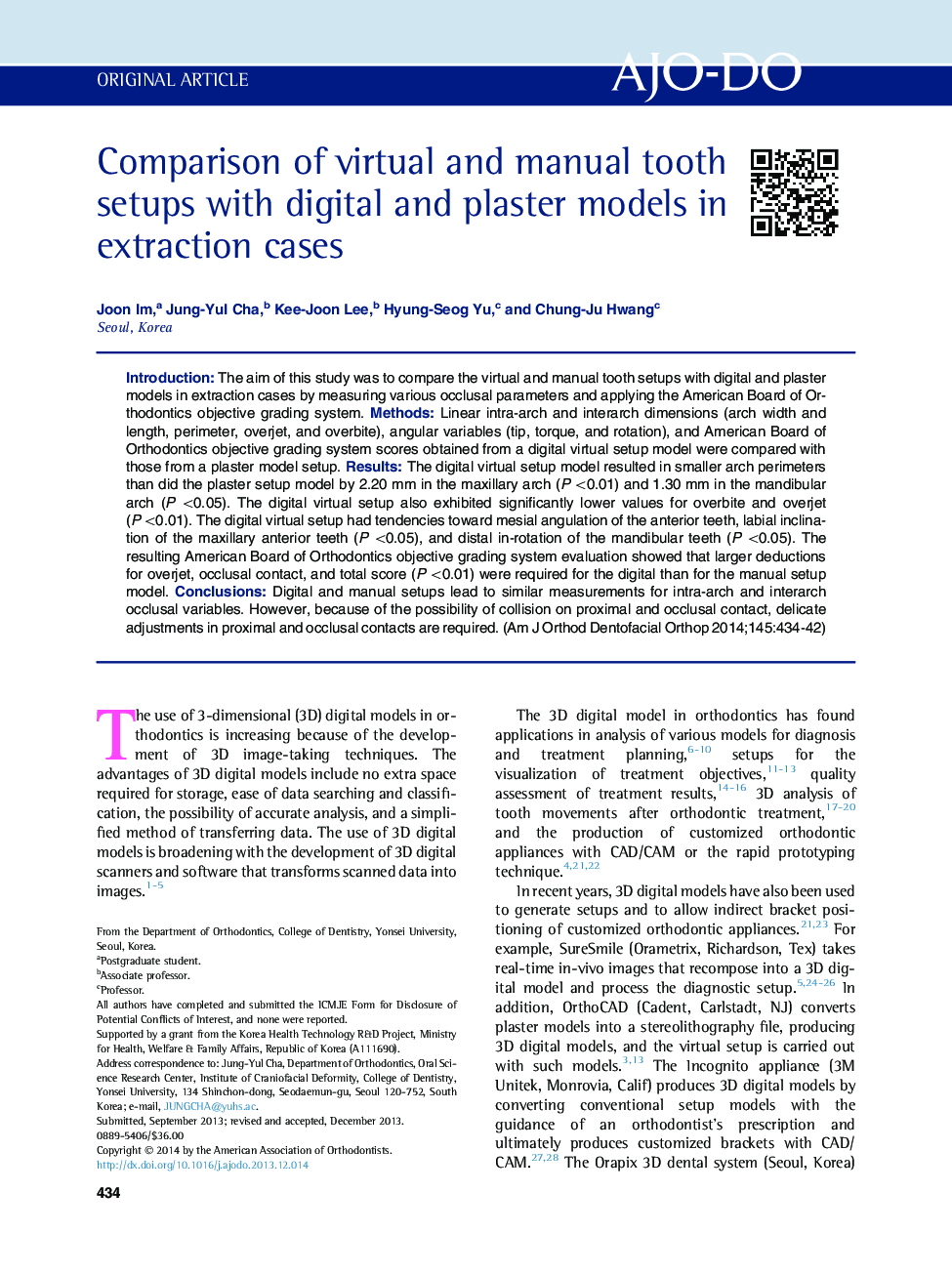 Comparison of virtual and manual tooth setups with digital and plaster models in extraction cases 