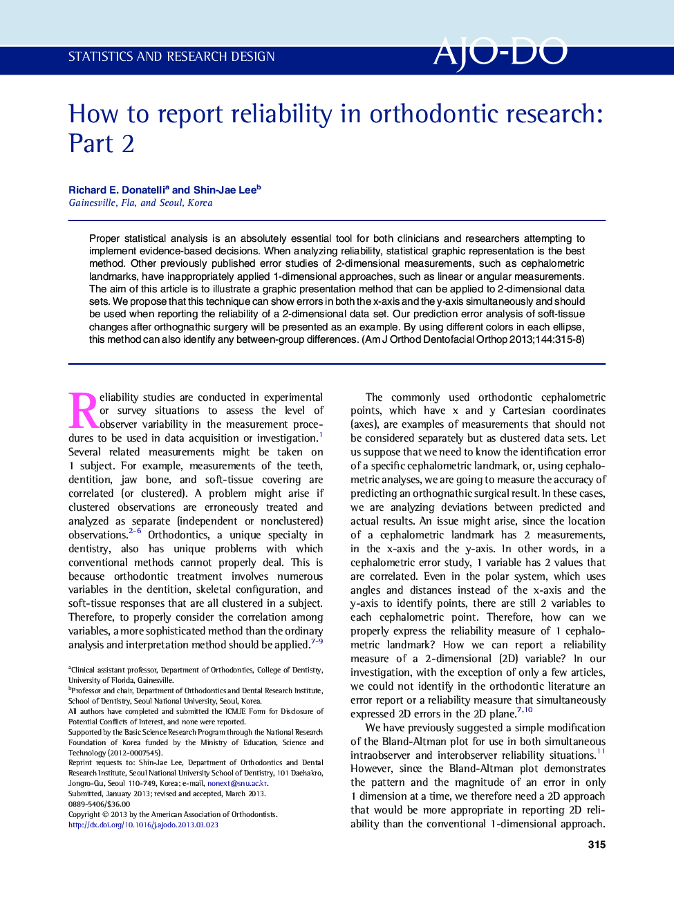 How to report reliability in orthodontic research: Part 2 