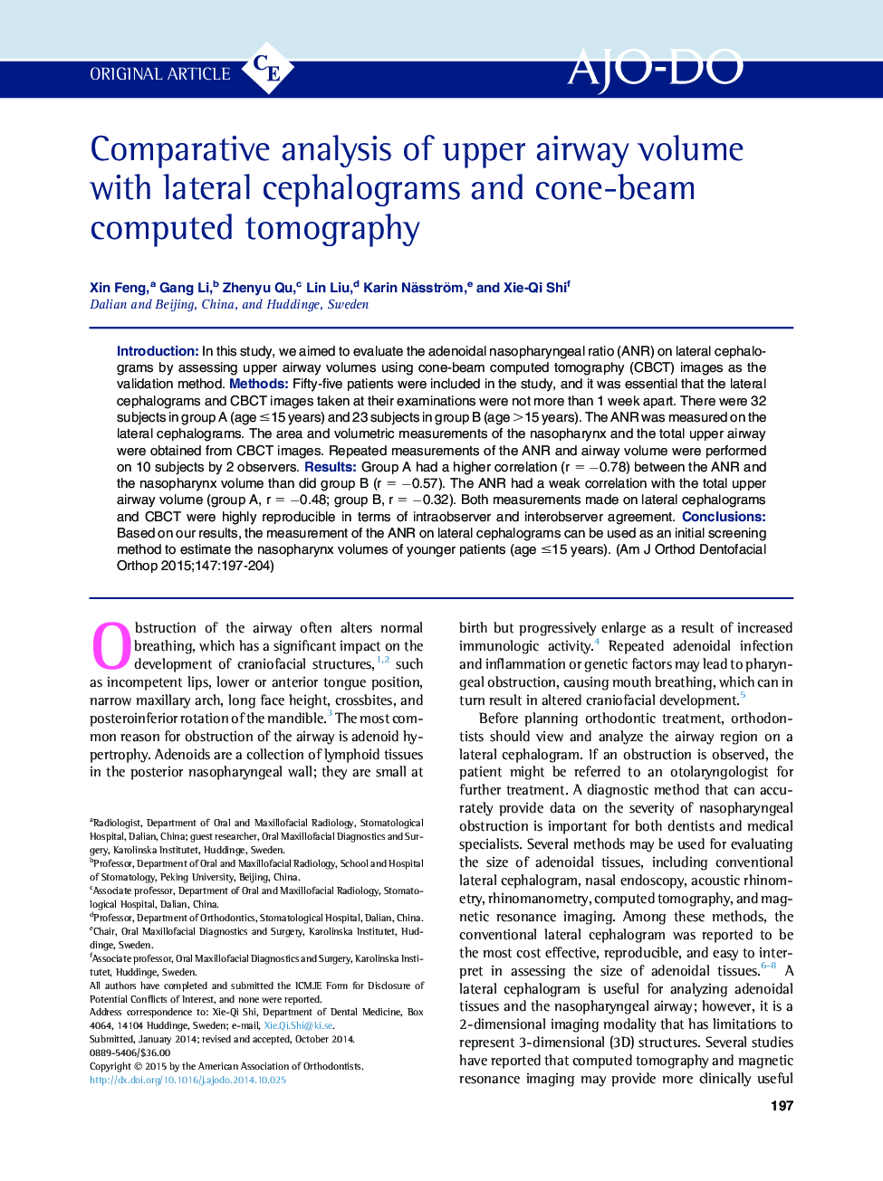 Comparative analysis of upper airway volume with lateral cephalograms and cone-beam computed tomography 