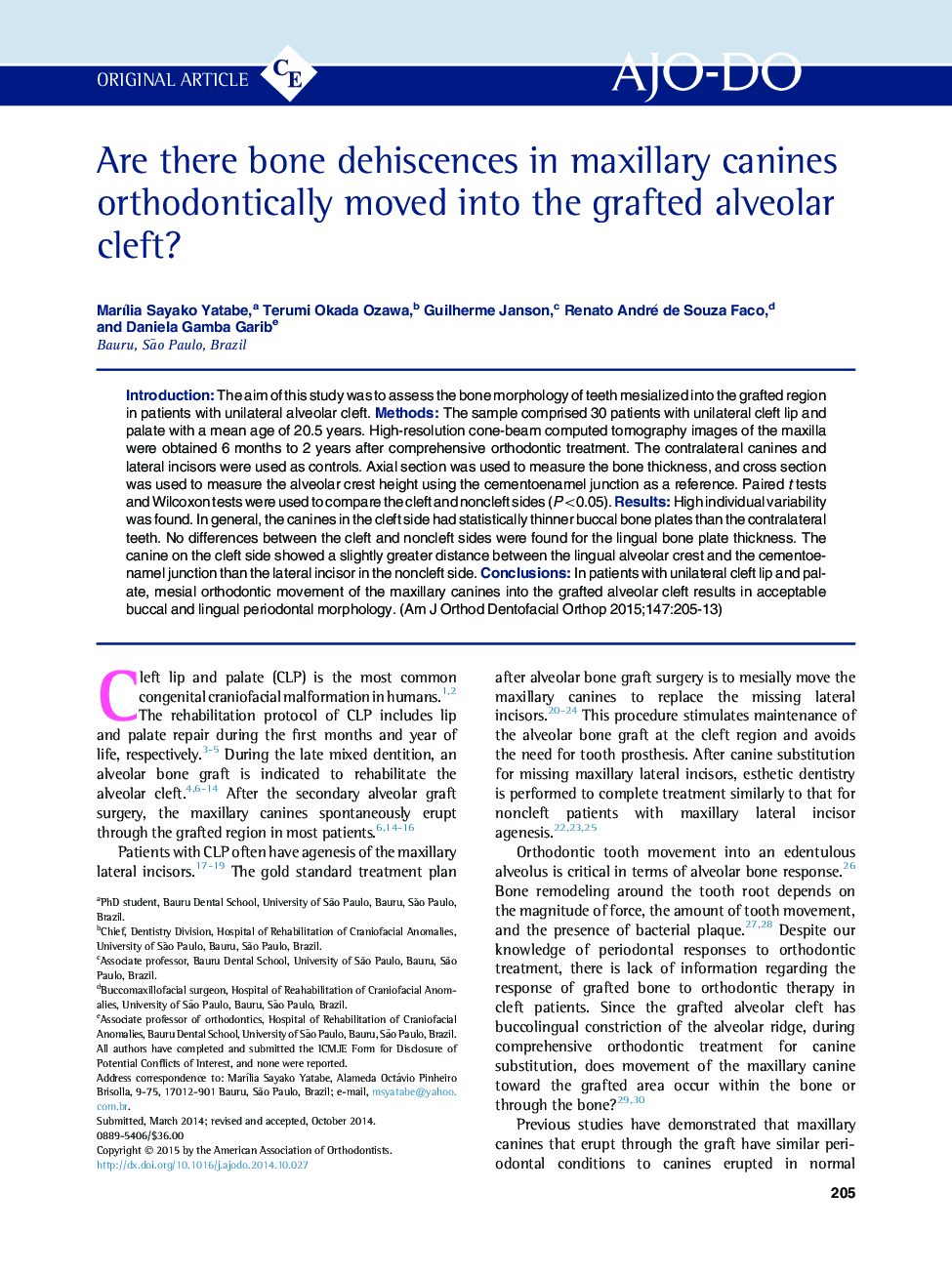 Are there bone dehiscences in maxillary canines orthodontically moved into the grafted alveolar cleft?