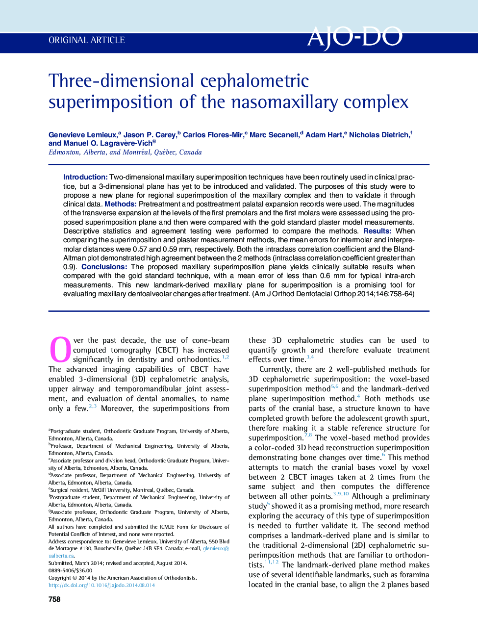 Three-dimensional cephalometric superimposition of the nasomaxillary complex