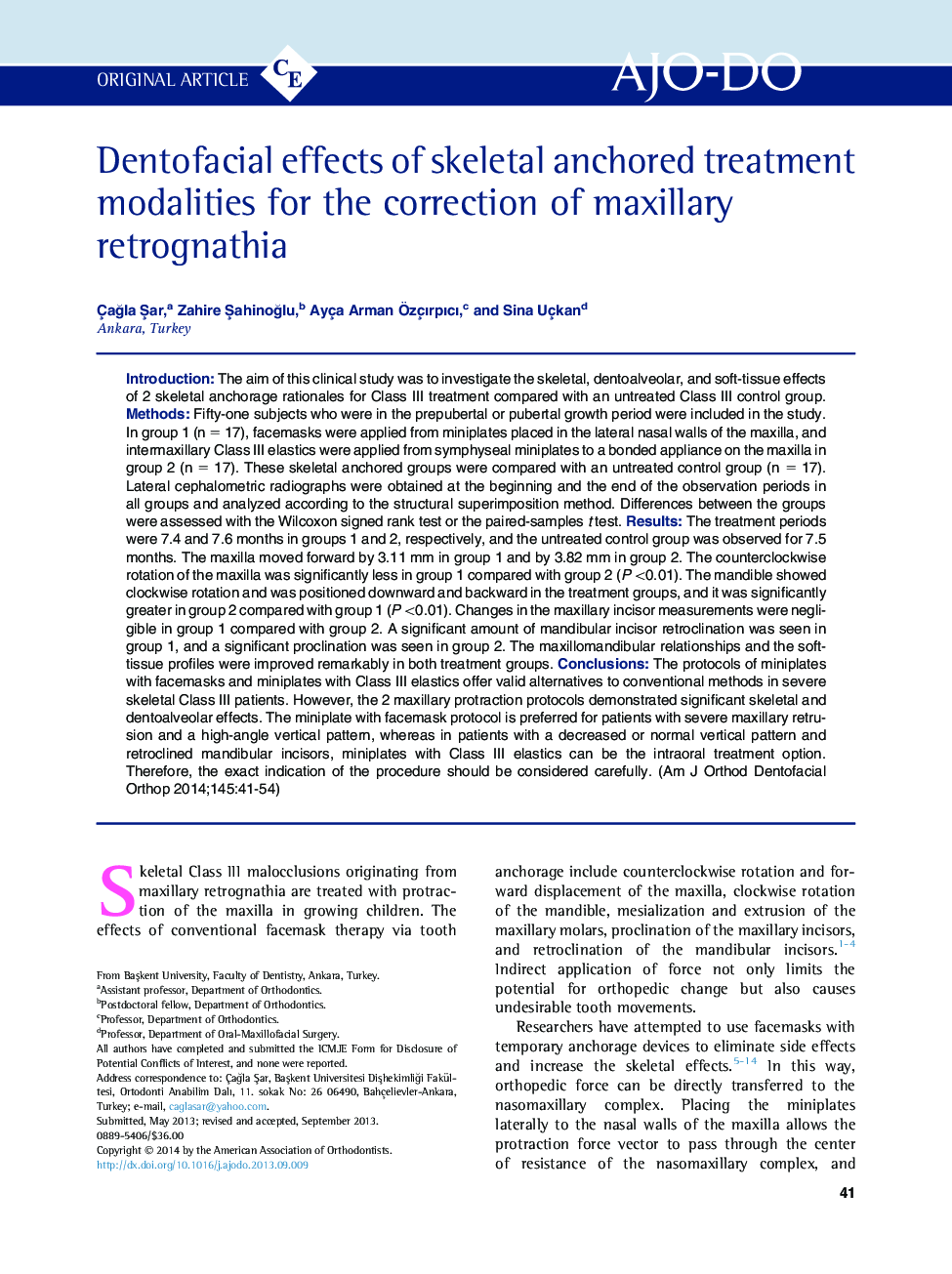 Dentofacial effects of skeletal anchored treatment modalities for the correction of maxillary retrognathia 