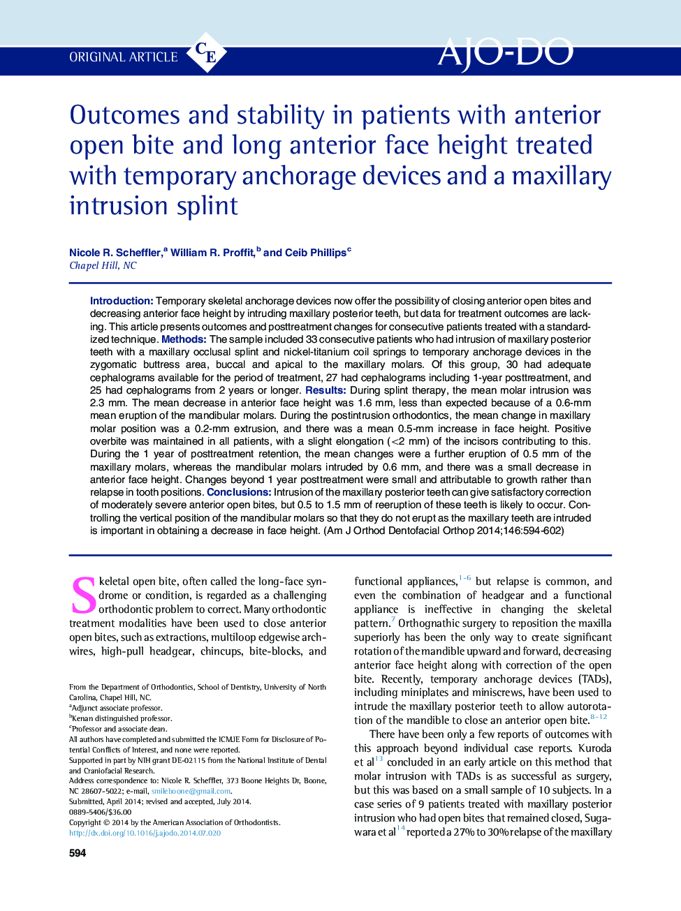 Outcomes and stability in patients with anterior open bite and long anterior face height treated with temporary anchorage devices and a maxillary intrusion splint 