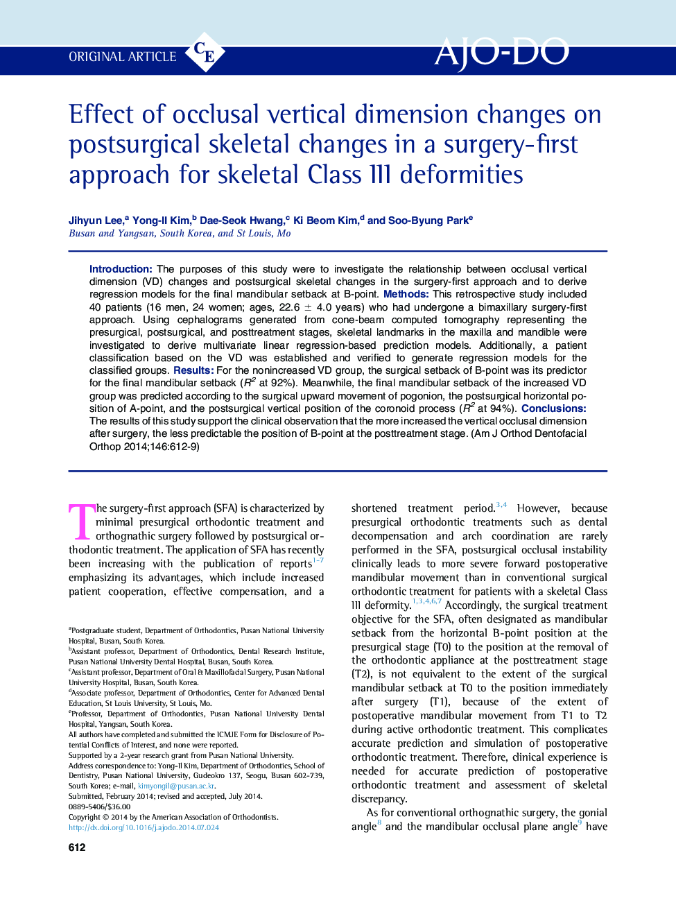 Effect of occlusal vertical dimension changes on postsurgical skeletal changes in a surgery-first approach for skeletal Class III deformities 