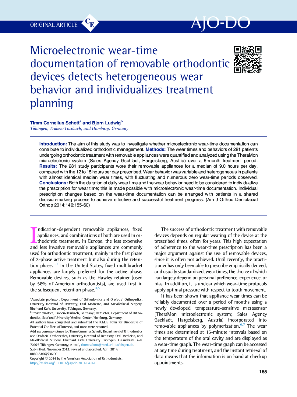 Microelectronic wear-time documentation of removable orthodontic devices detects heterogeneous wear behavior and individualizes treatment planning 