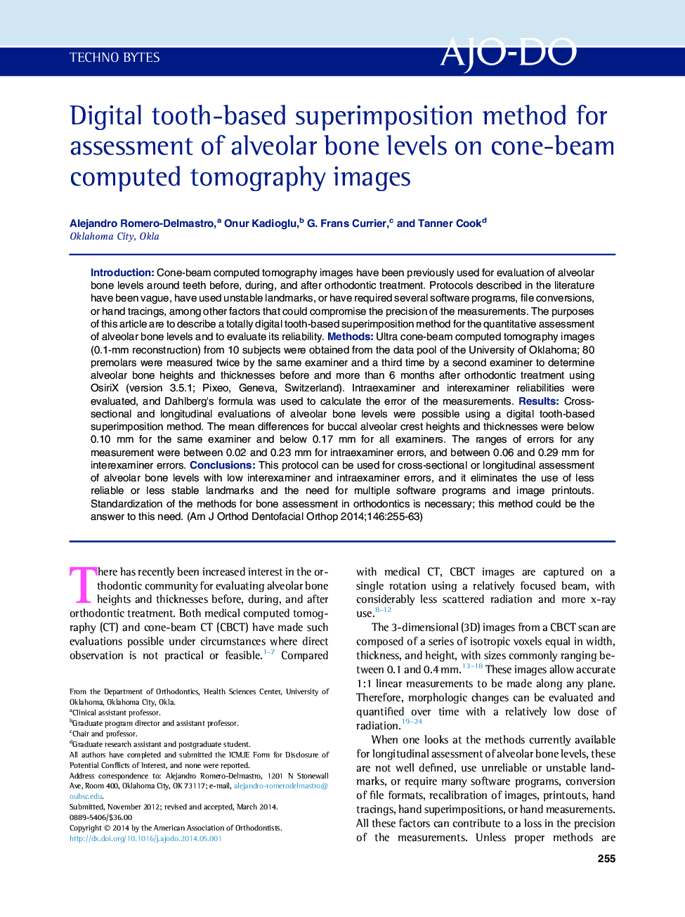 Digital tooth-based superimposition method for assessment of alveolar bone levels on cone-beam computed tomography images 