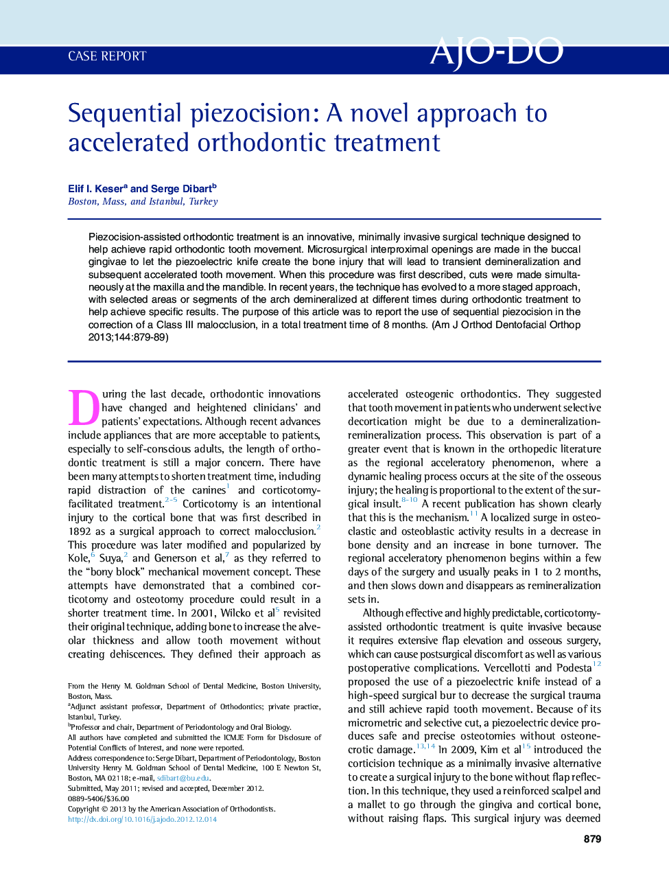 Sequential piezocision: A novel approach to accelerated orthodontic treatment 