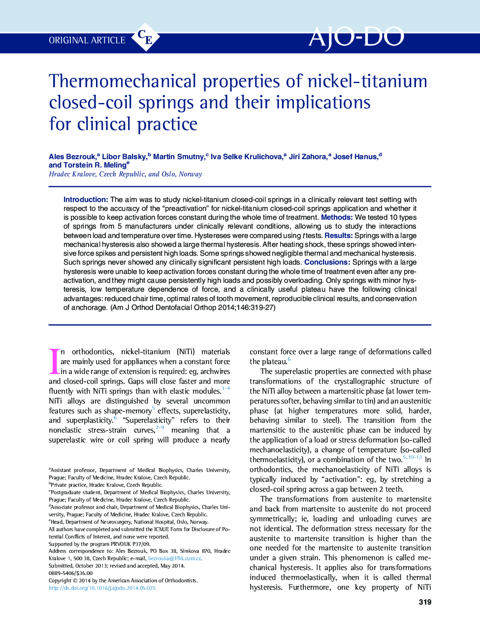 Thermomechanical properties of nickel-titanium closed-coil springs and their implications for clinical practice 