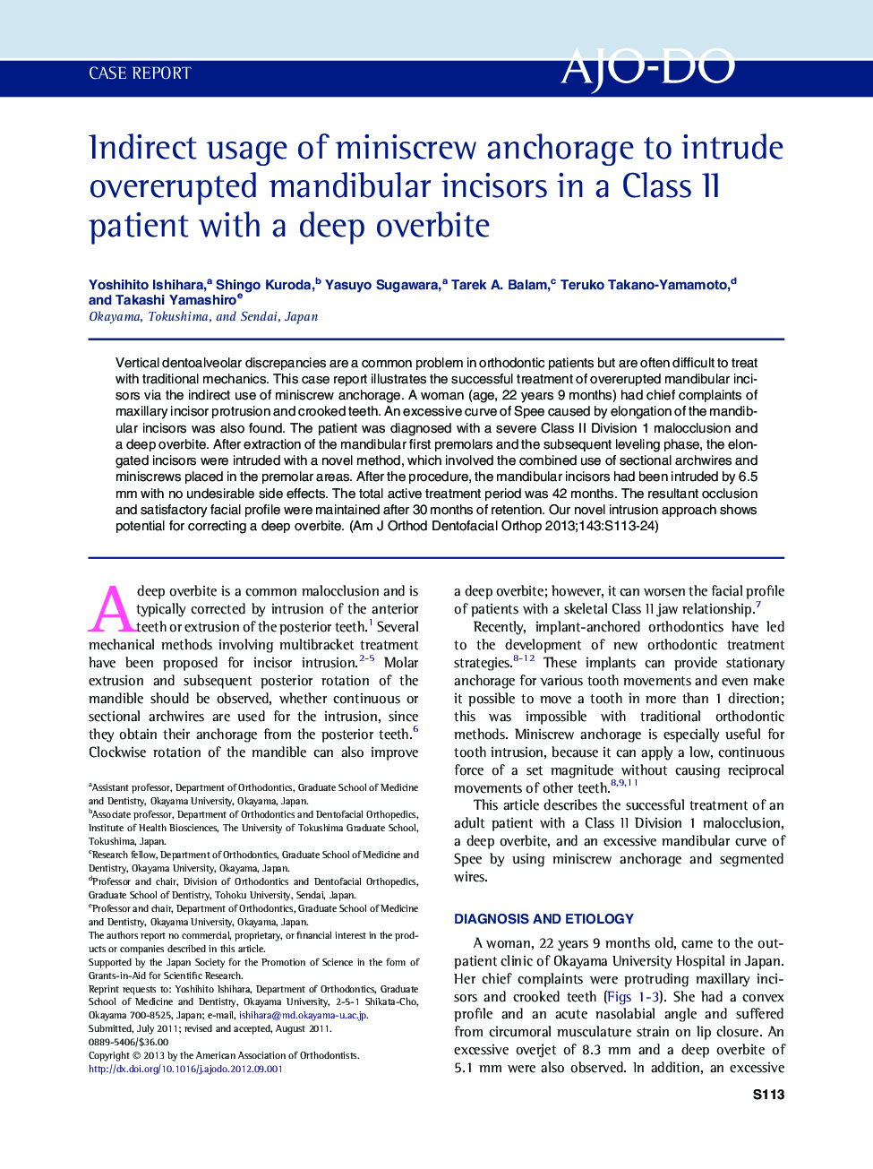 Indirect usage of miniscrew anchorage to intrude overerupted mandibular incisors in a Class II patient with a deep overbite 