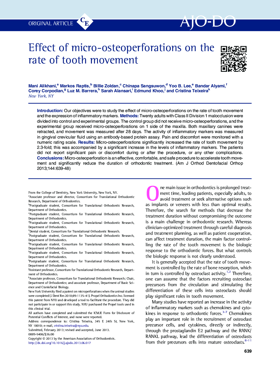 Effect of micro-osteoperforations on the rate of tooth movement 