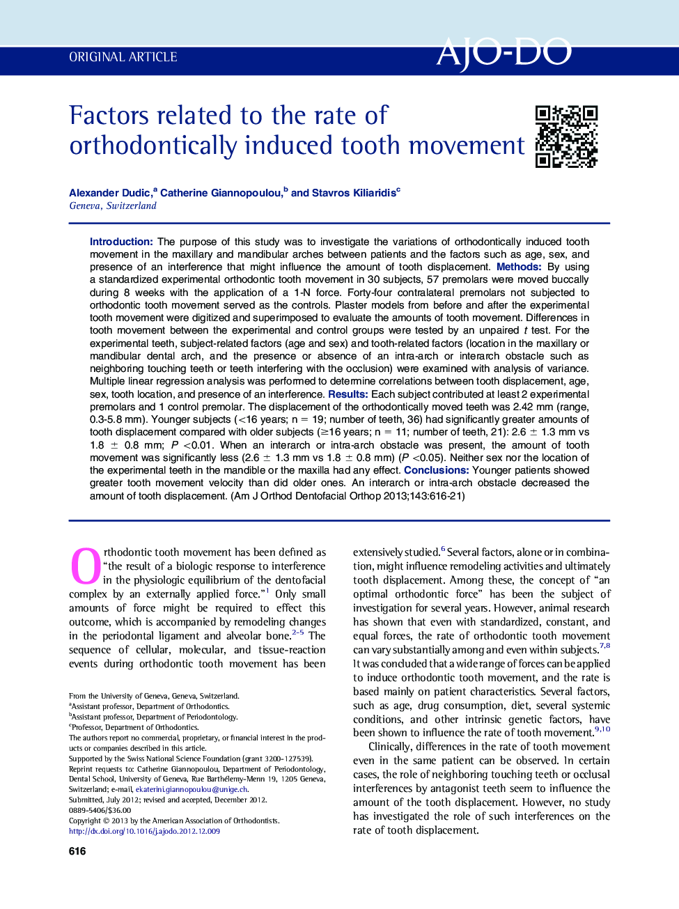 Factors related to the rate of orthodontically induced tooth movement 