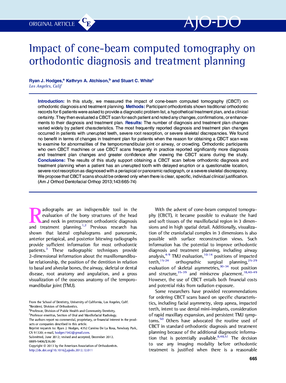 Impact of cone-beam computed tomography on orthodontic diagnosis and treatment planning 