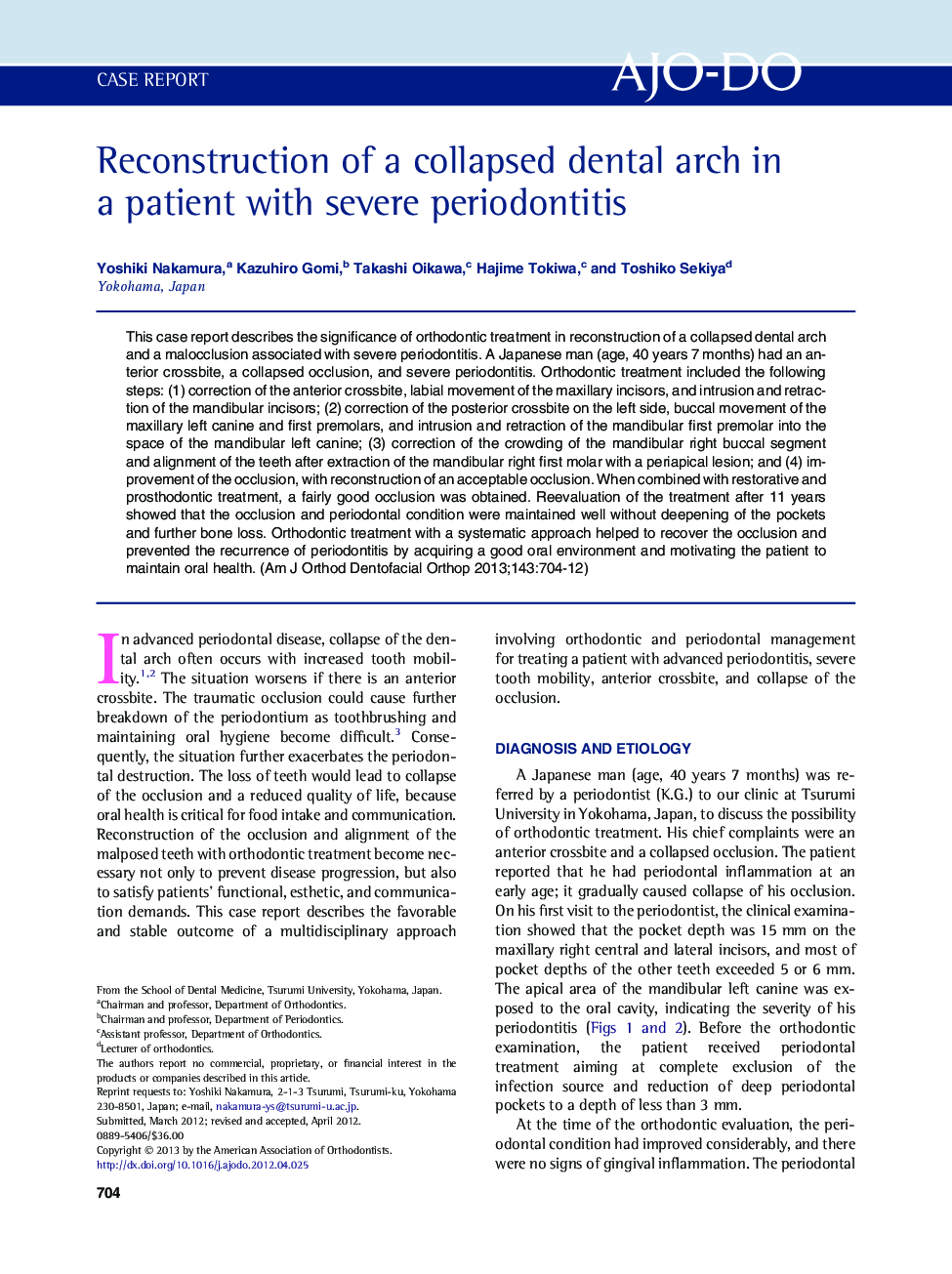 Reconstruction of a collapsed dental arch in a patient with severe periodontitis 