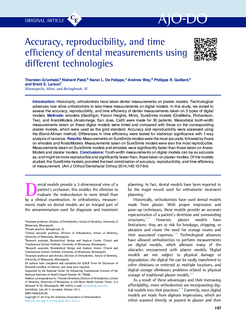 Accuracy, reproducibility, and time efficiency of dental measurements using different technologies 