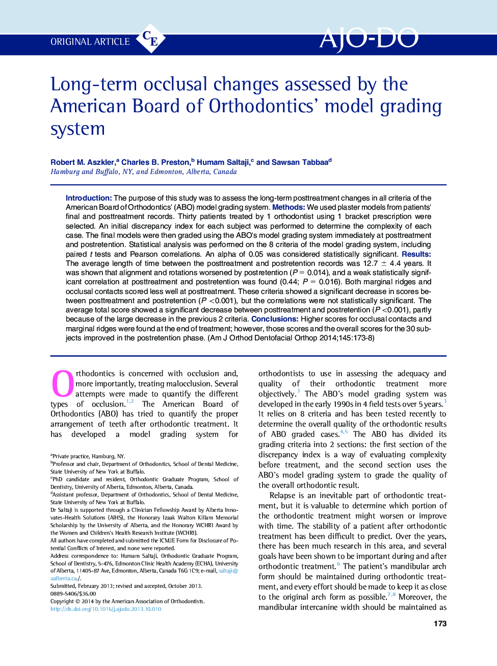 Long-term occlusal changes assessed by the American Board of Orthodontics' model grading system 