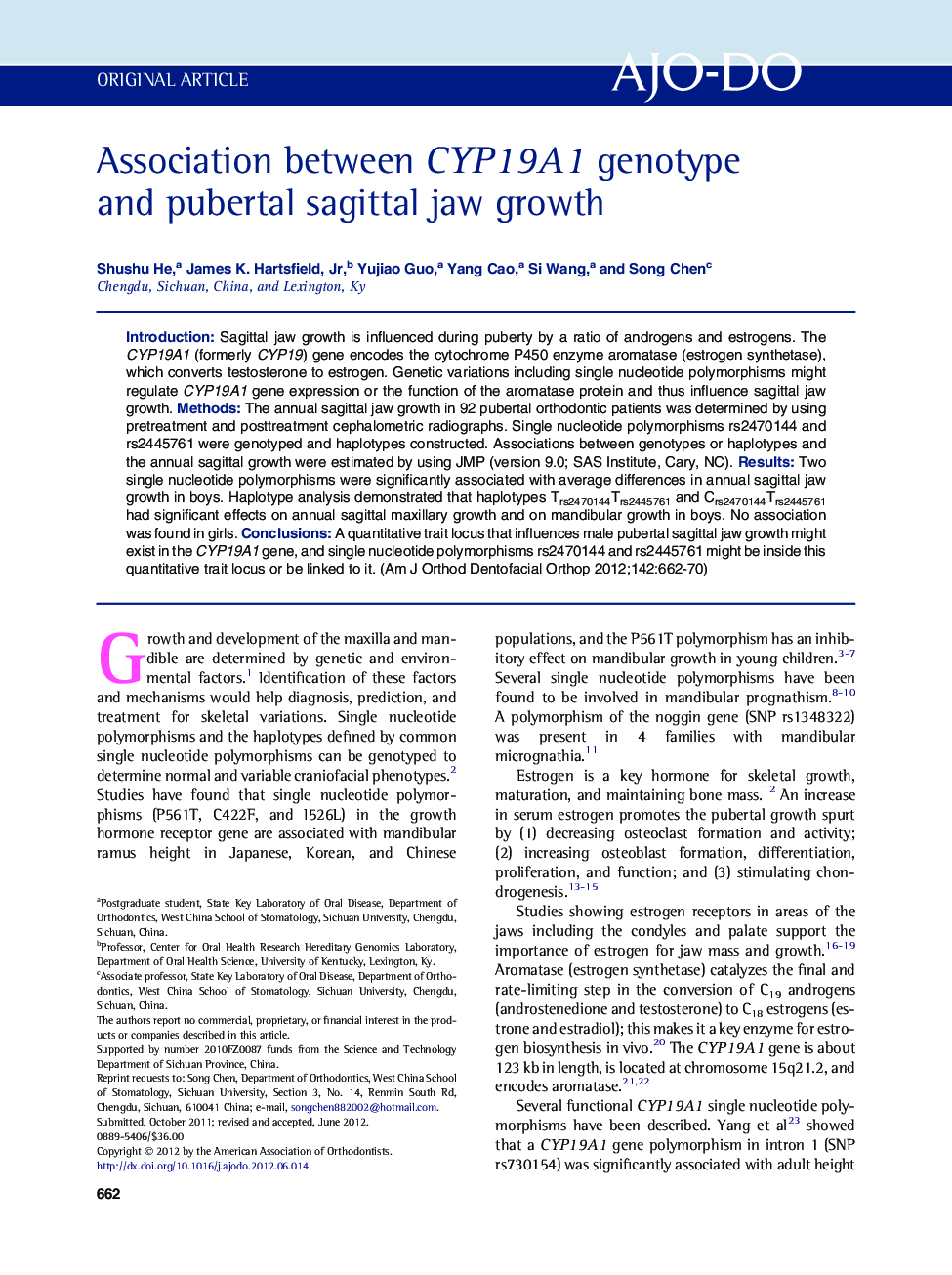 Association between CYP19A1 genotype and pubertal sagittal jaw growth