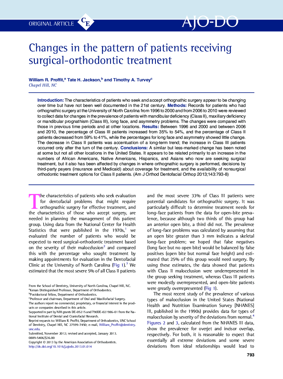 Changes in the pattern of patients receiving surgical-orthodontic treatment 