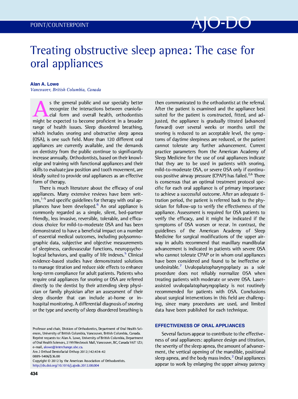 Treating obstructive sleep apnea: The case for oral appliances