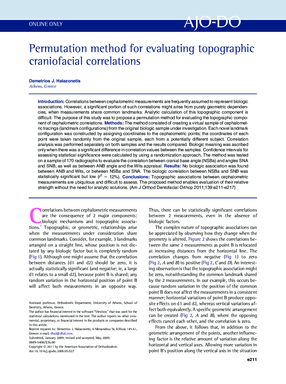 Permutation method for evaluating topographic craniofacial correlations 