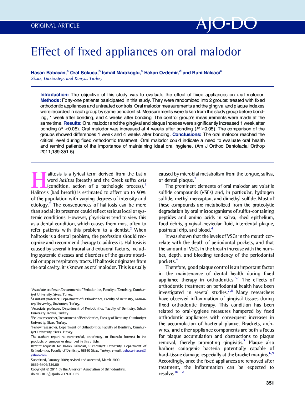 Effect of fixed appliances on oral malodor 