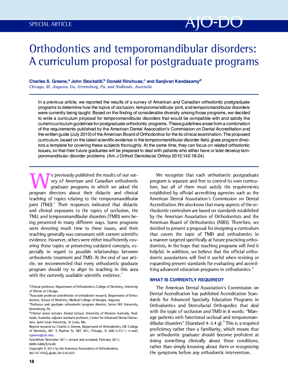 Orthodontics and temporomandibular disorders: A curriculum proposal for postgraduate programs