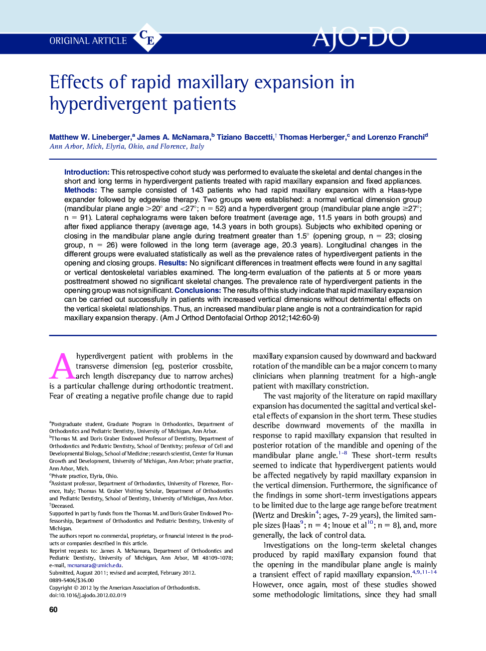 Effects of rapid maxillary expansion in hyperdivergent patients 