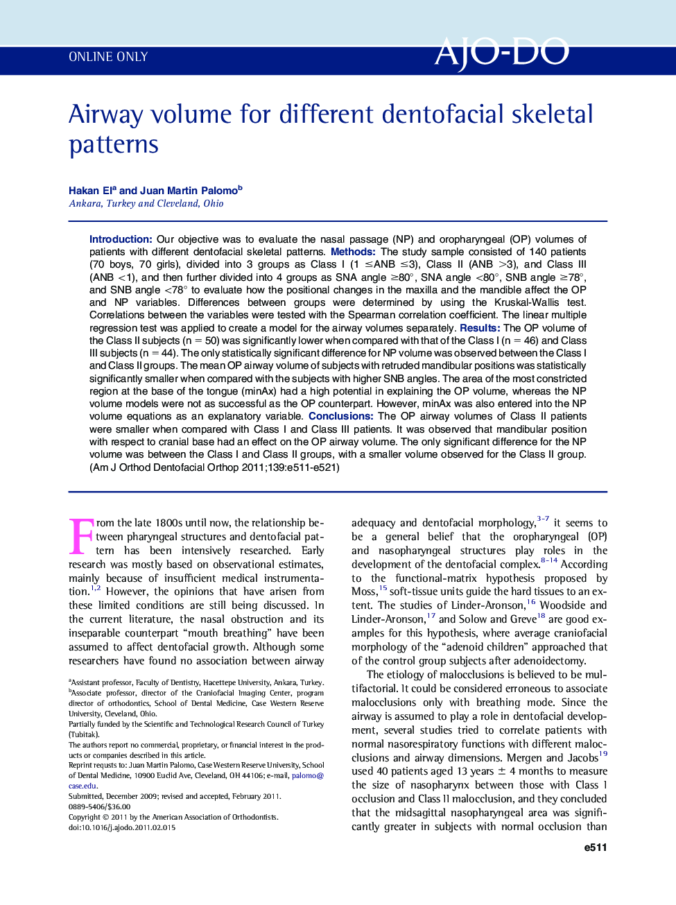 Airway volume for different dentofacial skeletal patterns 