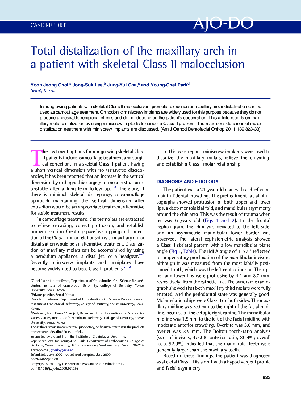 Total distalization of the maxillary arch in a patient with skeletal Class II malocclusion 