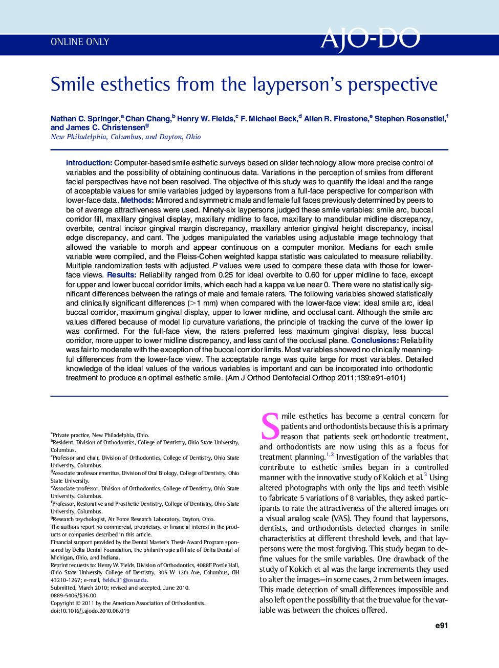 Smile esthetics from the layperson’s perspective 