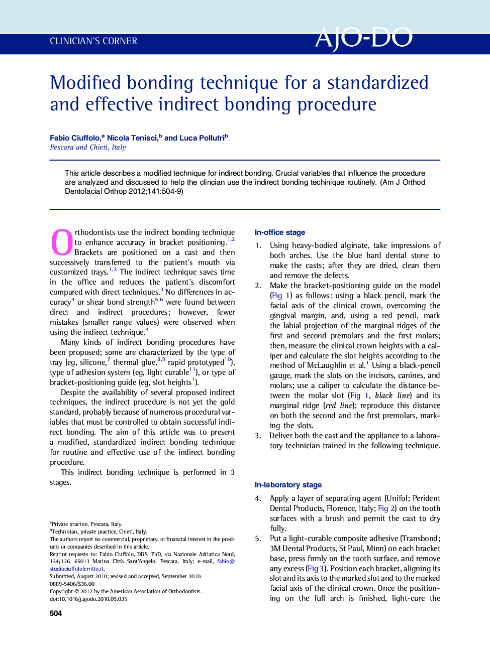 Modified bonding technique for a standardized and effective indirect bonding procedure 