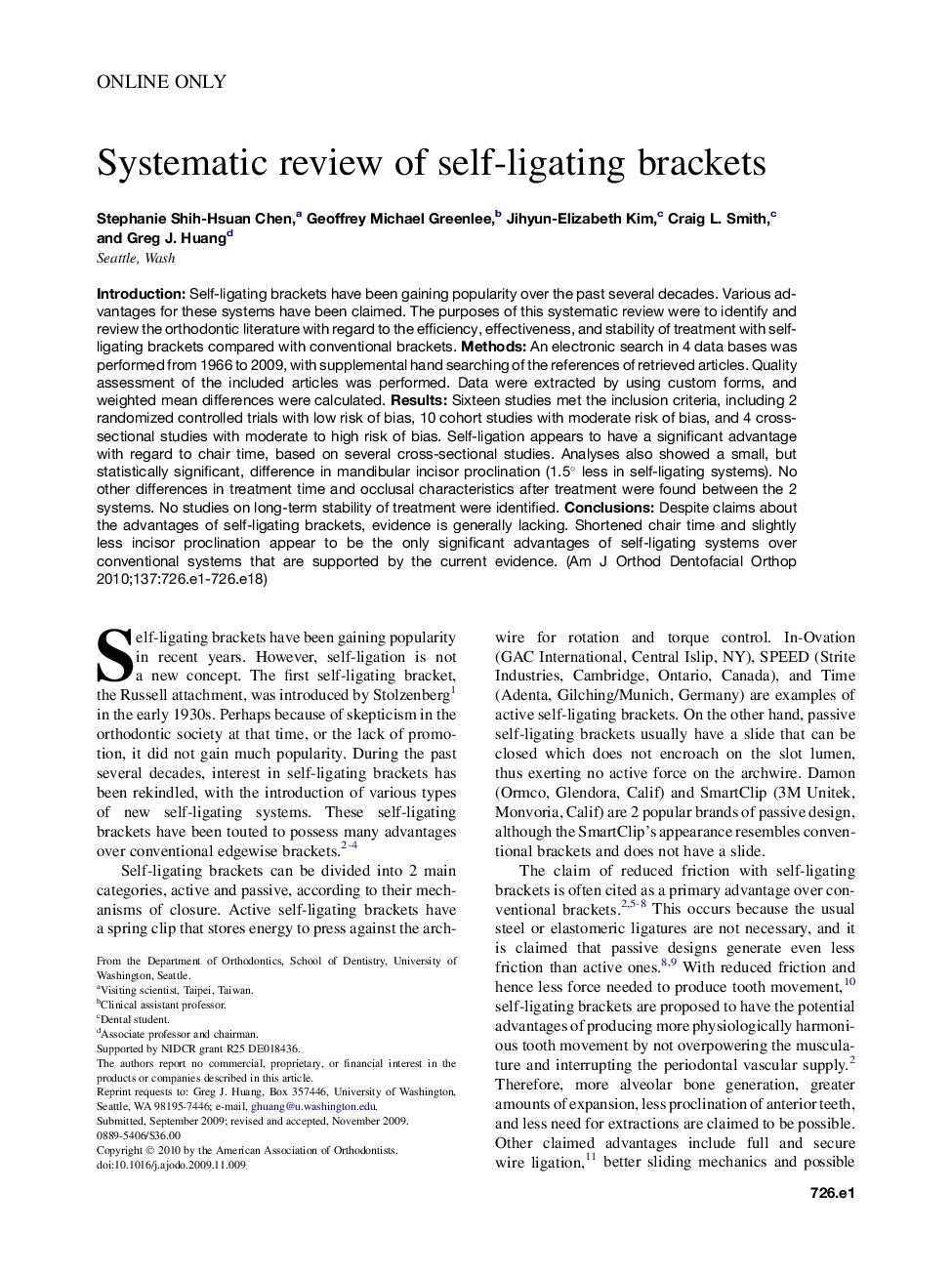 Systematic review of self-ligating brackets