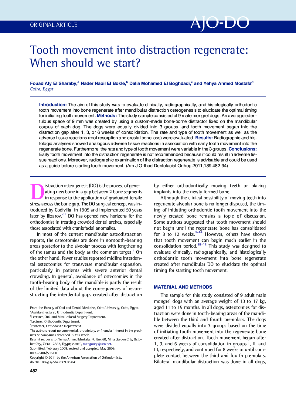 Tooth movement into distraction regenerate: When should we start? 