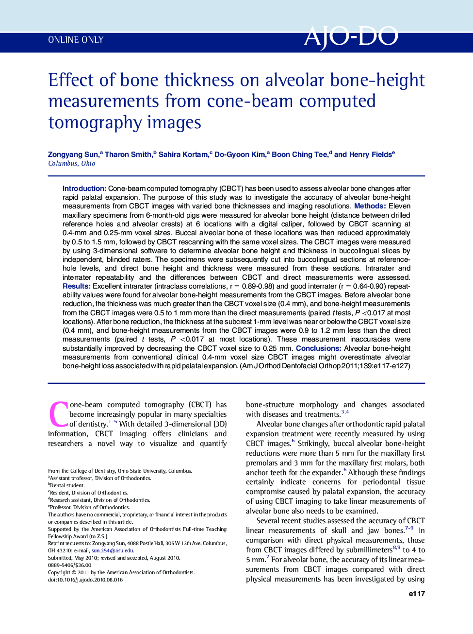 Effect of bone thickness on alveolar bone-height measurements from cone-beam computed tomography images 