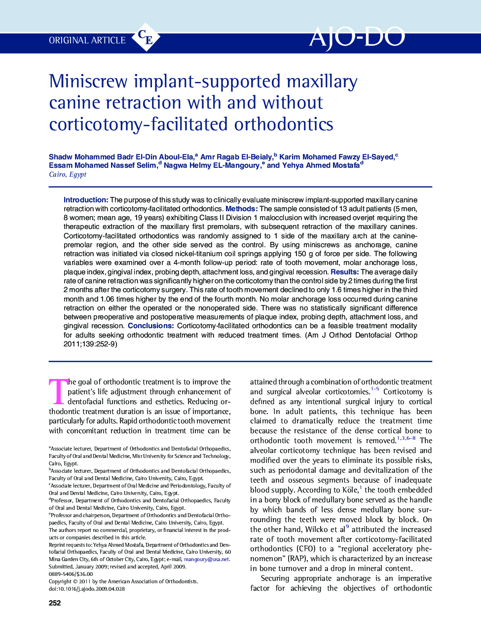 Miniscrew implant-supported maxillary canine retraction with and without corticotomy-facilitated orthodontics 