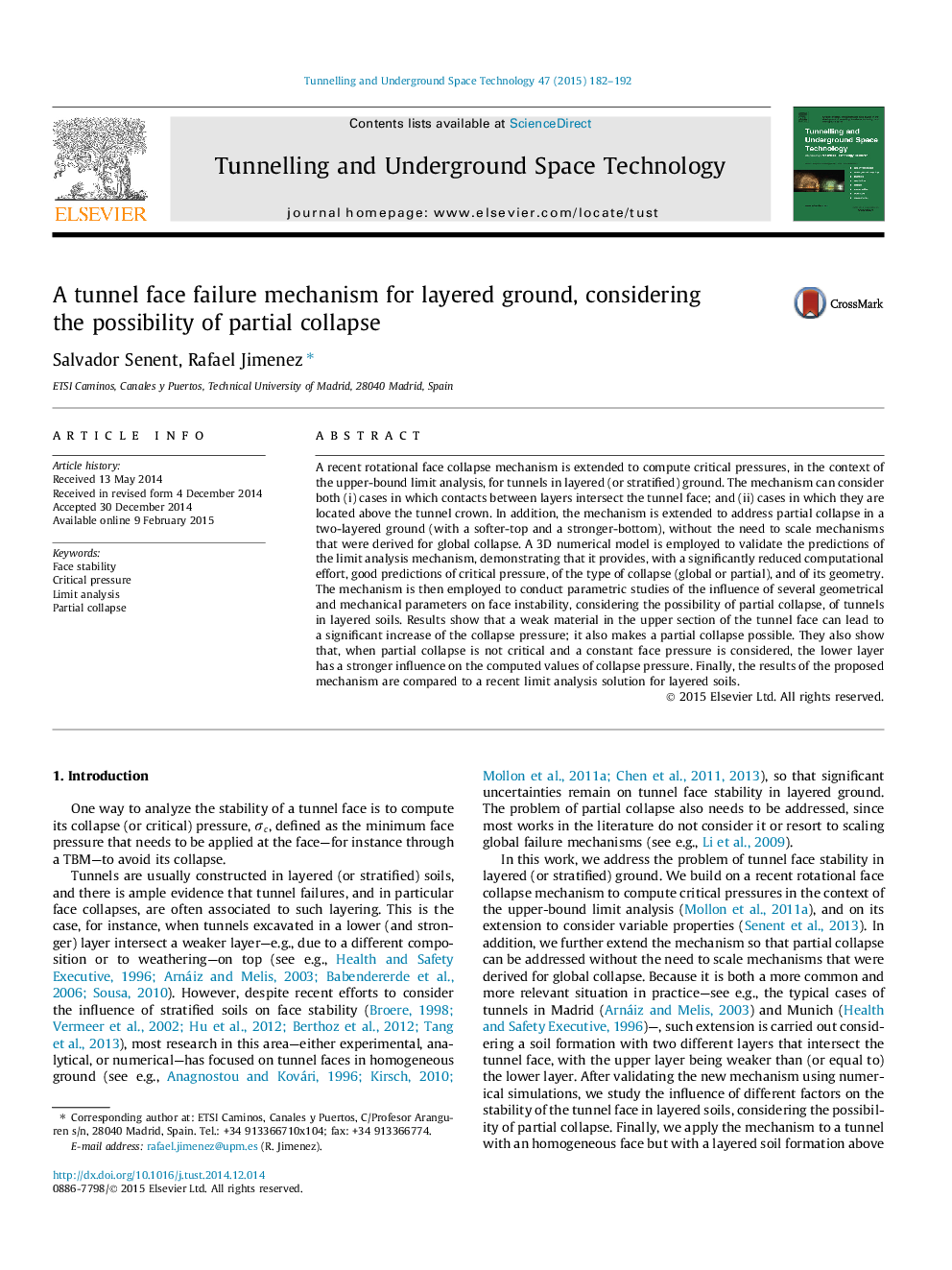 A tunnel face failure mechanism for layered ground, considering the possibility of partial collapse