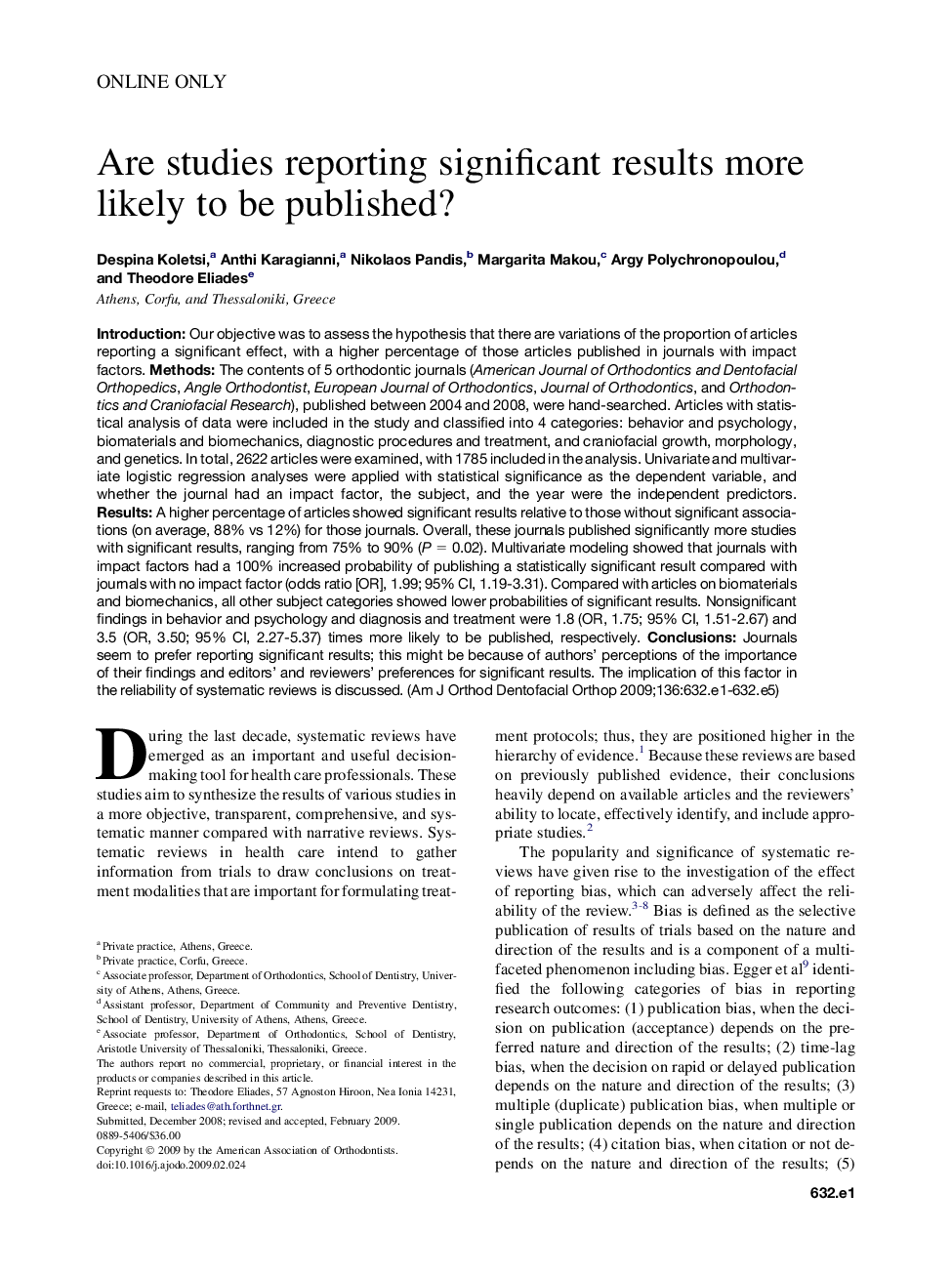 Are studies reporting significant results more likely to be published?