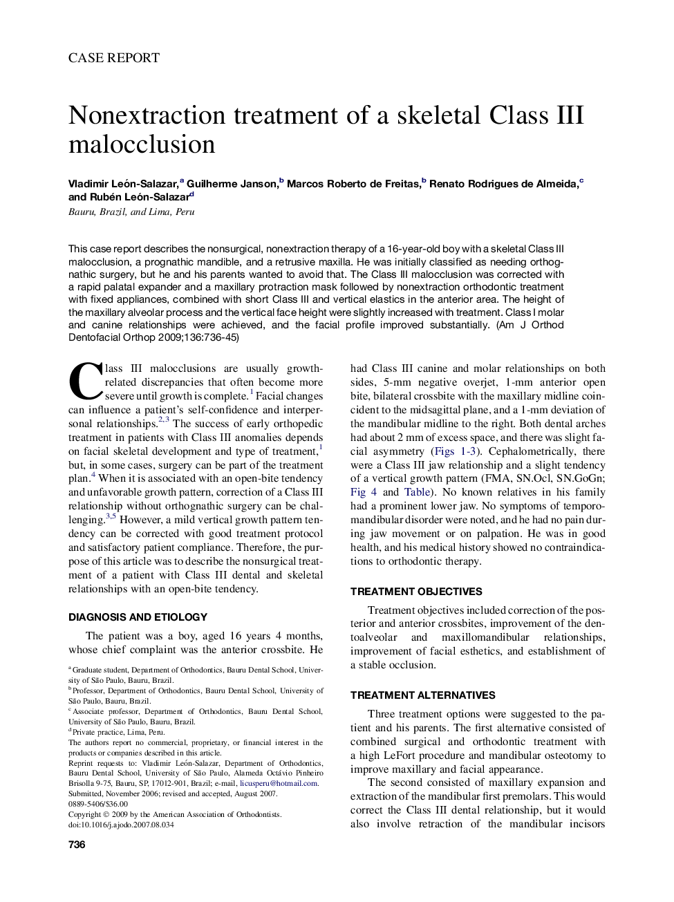 Nonextraction treatment of a skeletal Class III malocclusion 