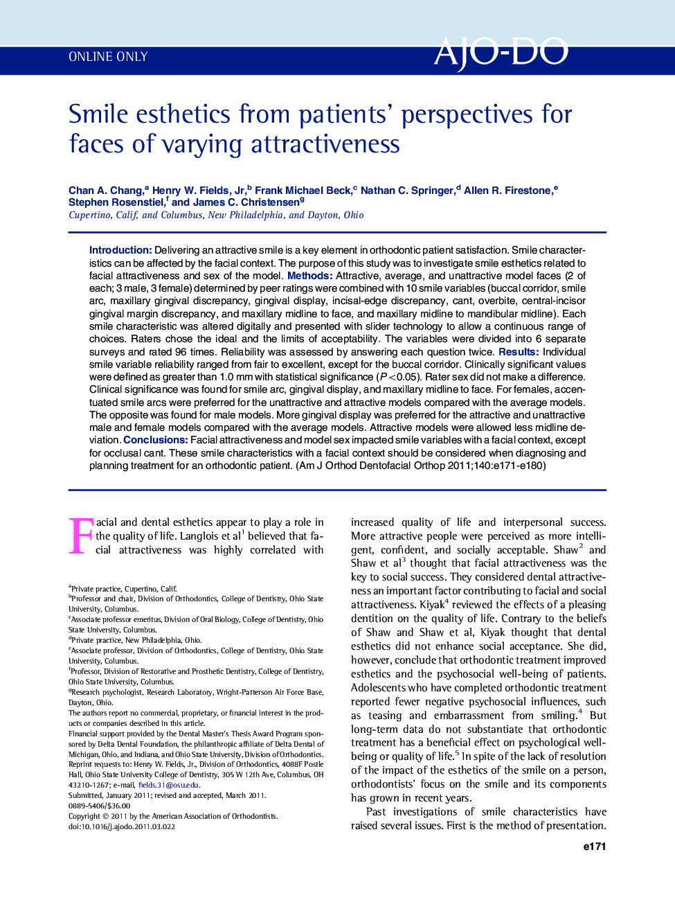 Smile esthetics from patients’ perspectives for faces of varying attractiveness 