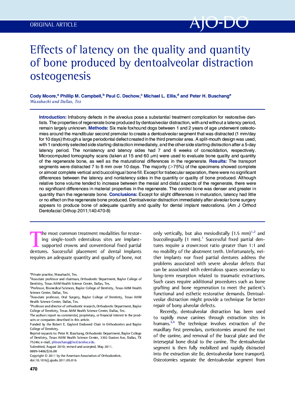 Effects of latency on the quality and quantity of bone produced by dentoalveolar distraction osteogenesis 