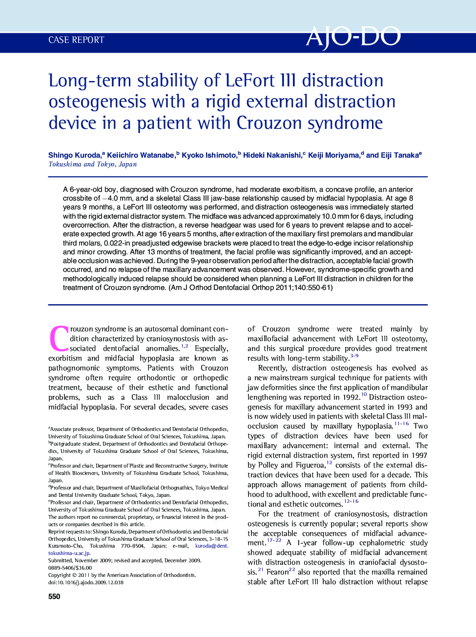 Long-term stability of LeFort III distraction osteogenesis with a rigid external distraction device in a patient with Crouzon syndrome 