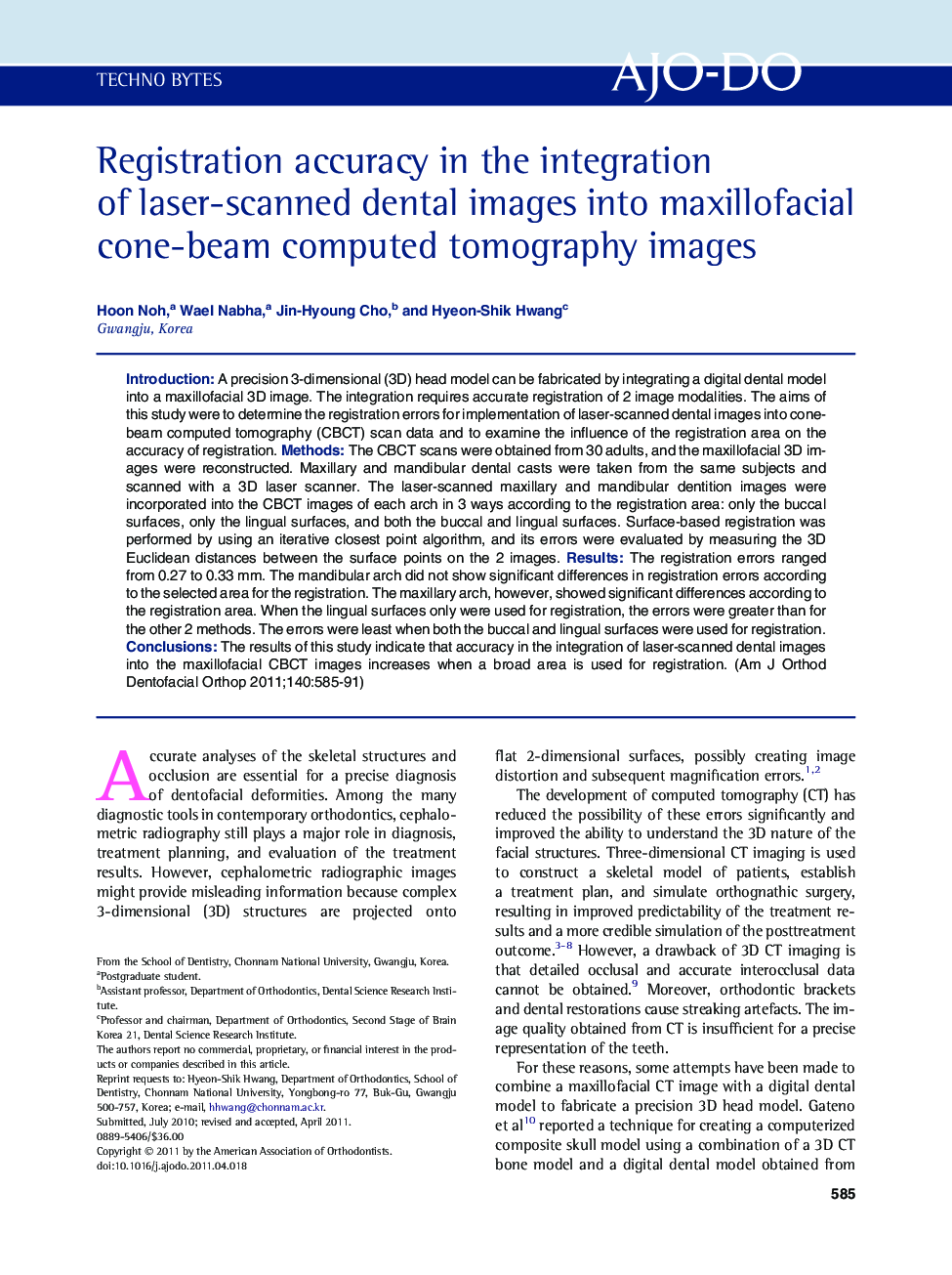 Registration accuracy in the integration of laser-scanned dental images into maxillofacial cone-beam computed tomography images 