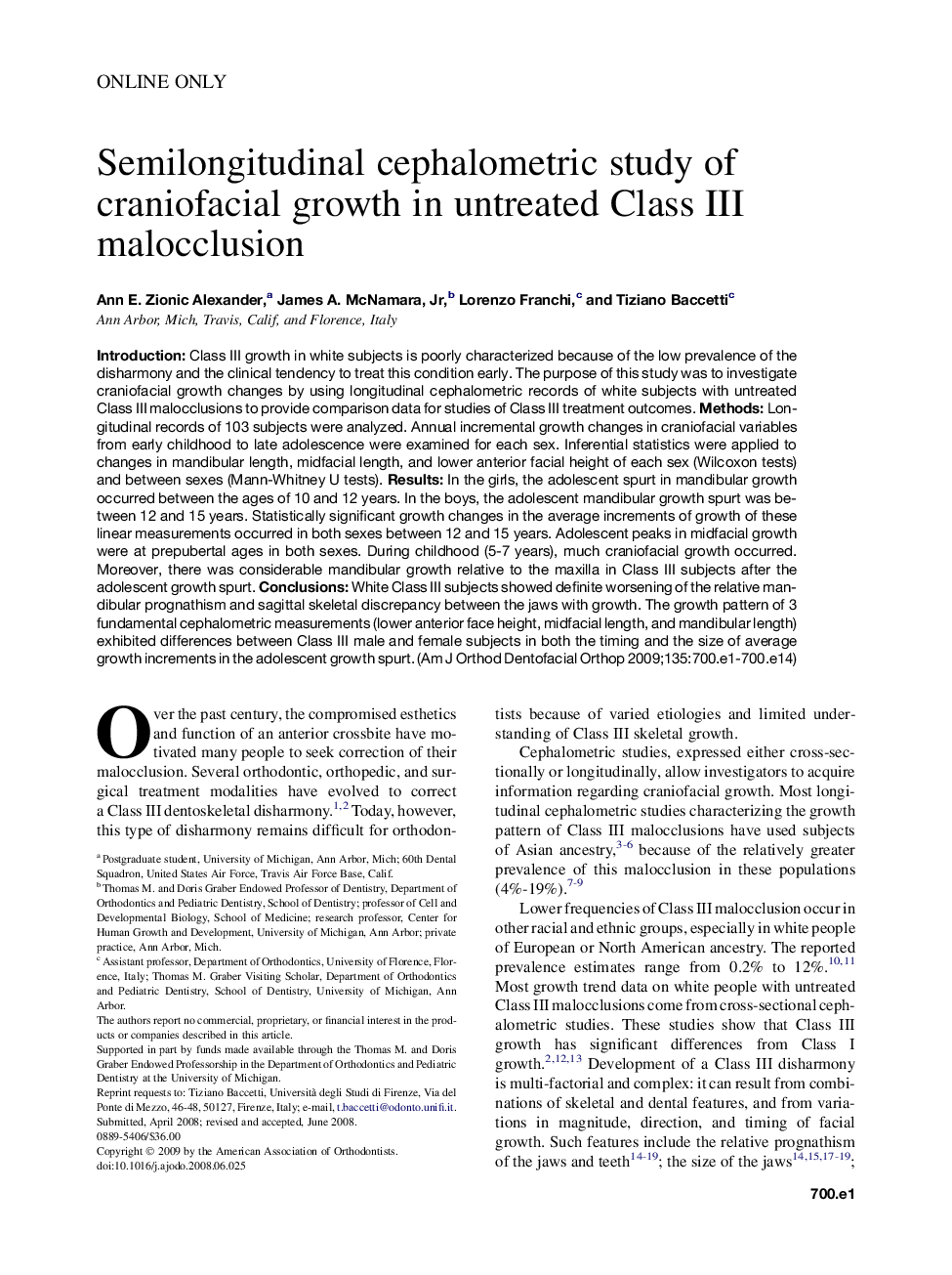 Semilongitudinal cephalometric study of craniofacial growth in untreated Class III malocclusion