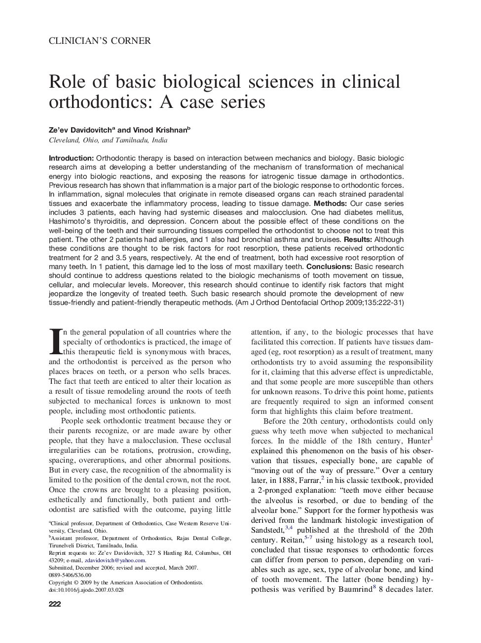 Role of basic biological sciences in clinical orthodontics: A case series