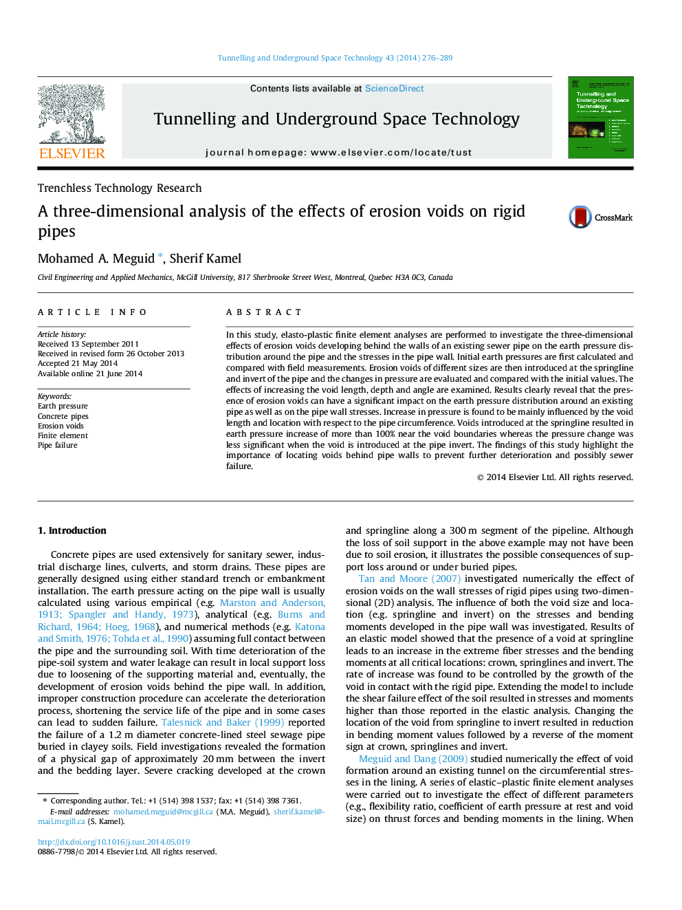 A three-dimensional analysis of the effects of erosion voids on rigid pipes